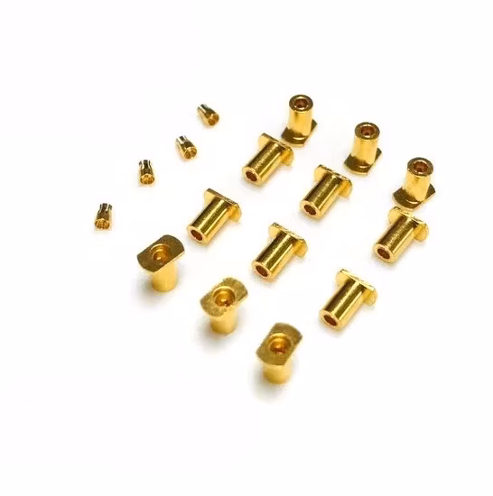 Обработка с ЧПУ Высокоточный металл/сталь/алюминий/медный сплав/латунные позолоченные клеммы разъема/пайка SMT с пружинным штырем Pogo